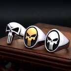 Fashion Punk Skull Rings Stainless Steel Simple Punisher Rings For Men Biker Unique Gothic Amulet Jewelry Gifts
