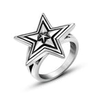 Large Five-Pointed Star Ring — Stainless Steel