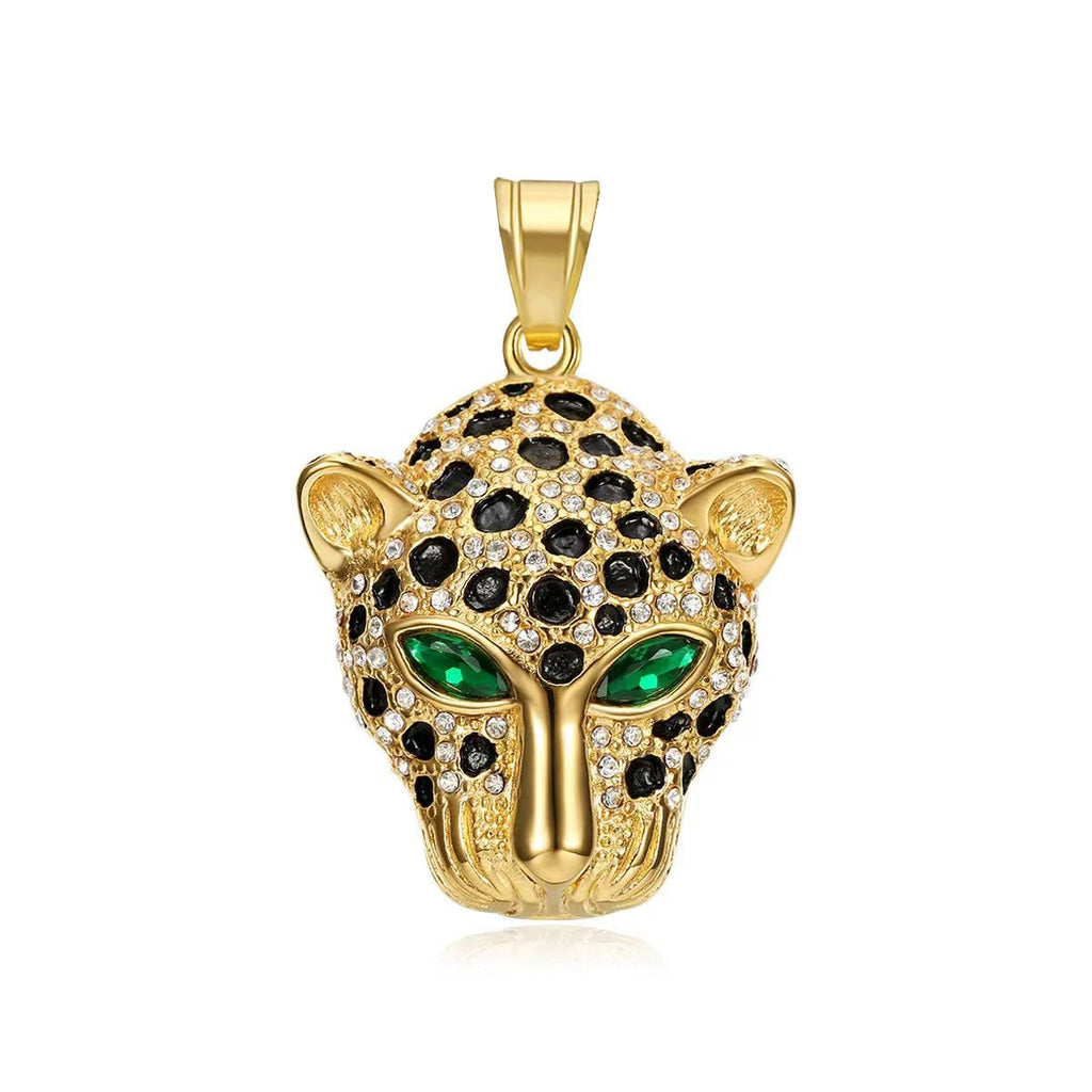 Vintage Leopard Head Pendant Necklace — Stainless Steel