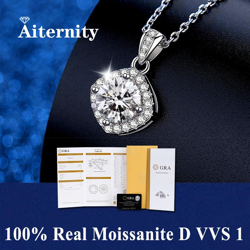 0.5ct-1.0ct VVS1 D Color Moissanite Necklace 925 Soild Sterling Sliver Chain with Certificate Fine Jewelry for Woman Jewelry