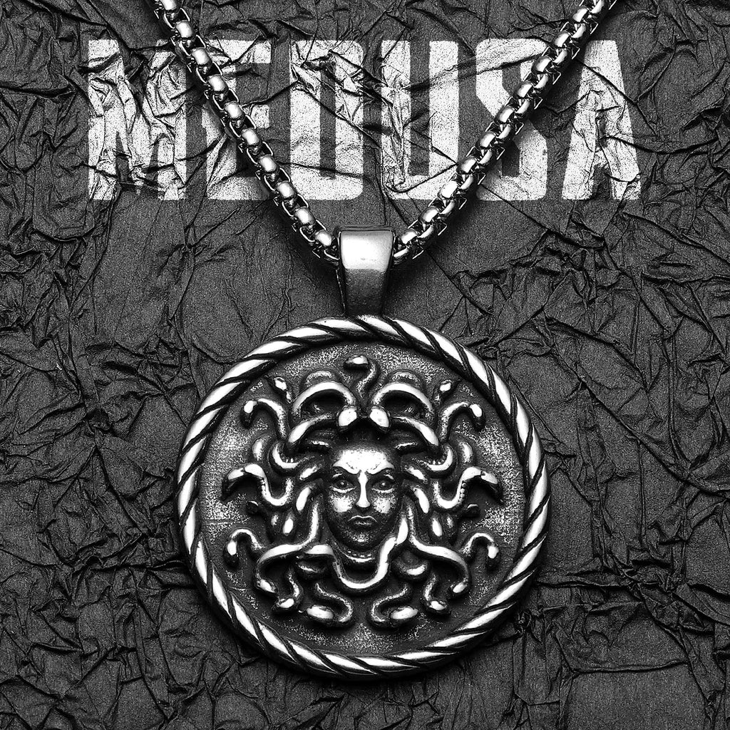 Snake Medusa Pendant Necklace Stainless Steel