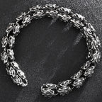 Gothic Stainless Steel Bracelets Man 12MM Wide Wolf Head Link Chain Bracelet for Men Wrist Strap Punk Nordic Viking