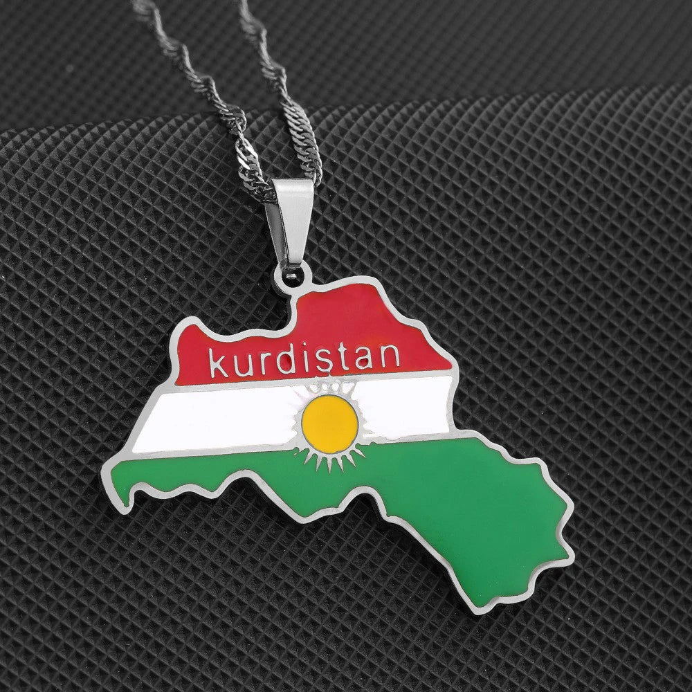 Kurdistan Map Pendant Necklace — Stainless Steel