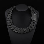 NUOYA Hip Hop Jewelry 36mm Brass CZ Ice Chain Thick Cuban Necklace Men's Pure Black Bracelet Premium Gift