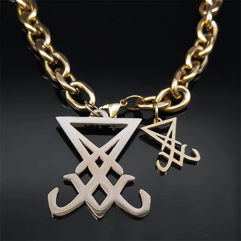 Lucifer Sigil Pendant Necklace — Stainless Steel