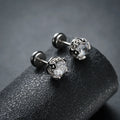 Black Zircon Stud Earrings — Stainless Steel