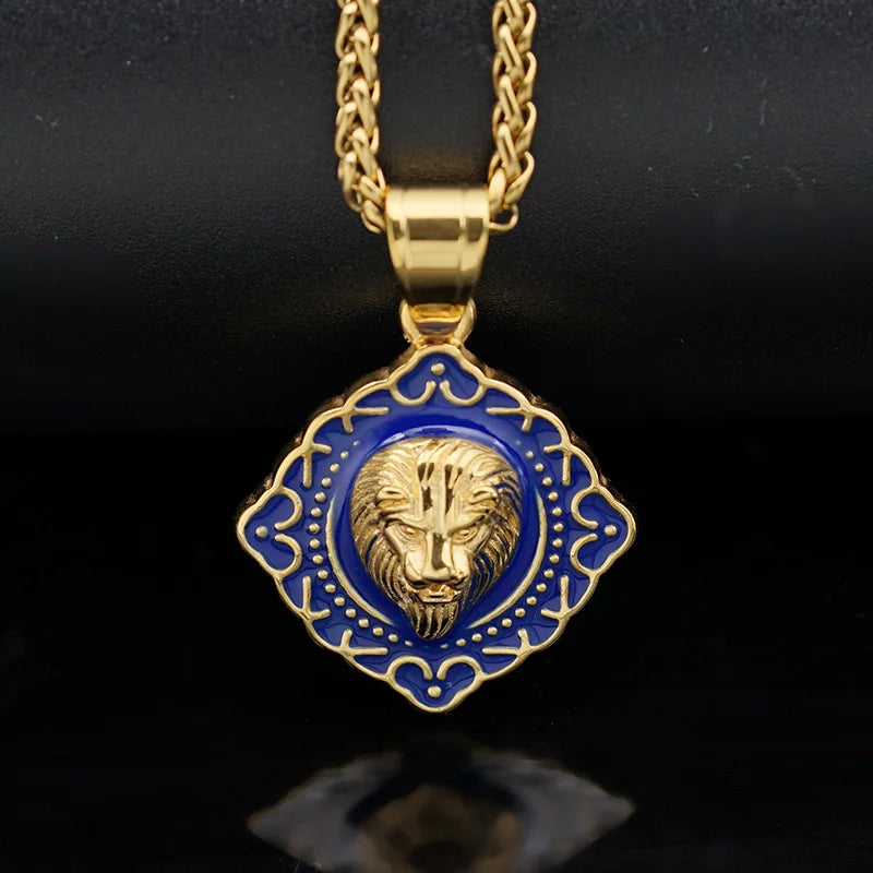 Solid Lion Pendant Necklace — Gold