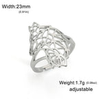 Hollow Geometric Animal Head Adjustable Ring — Stainless Steel