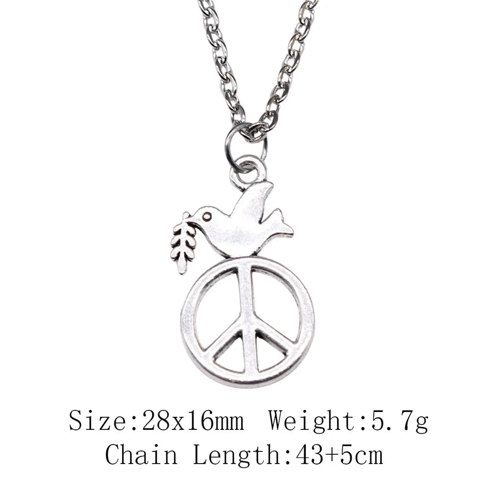 New Fashion Peace Symbol Pendants Necklace Jewelry Gift Peace Sign Peace Dove Necklace For Women