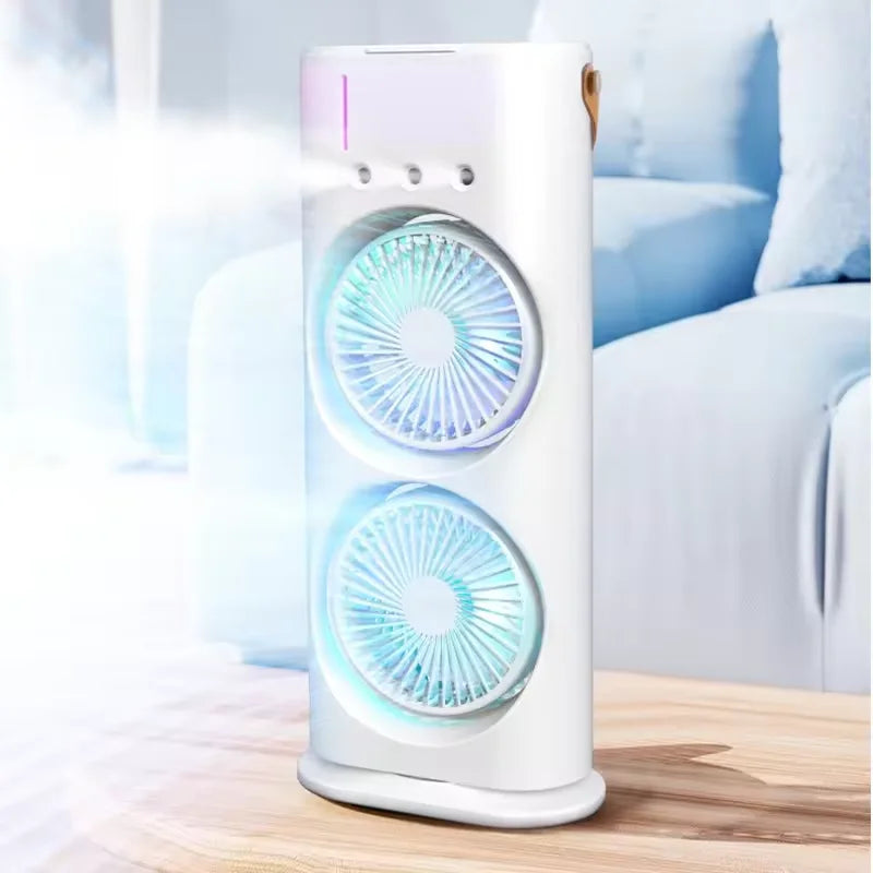Summer Cool Double-Blade Spray Fan USB Desktop Air Conditioning Fan Office Portable Water-Cooled Mute Spray Fan