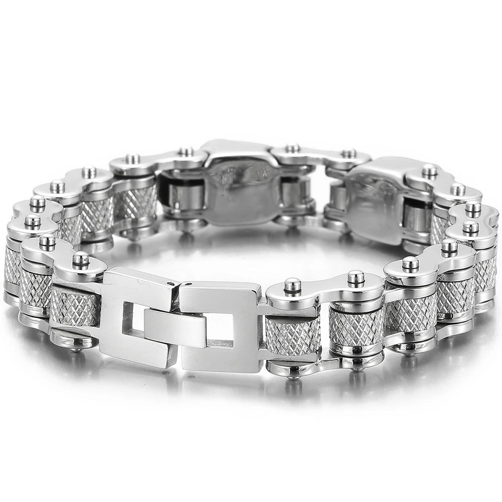 Cool Skull Head Motorcycle Chain Bracelet for Men 316L Stainless Steel Punk Biker Jewelry Gothic Rockers' Wristband