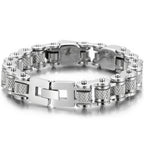 Cool Skull Head Motorcycle Chain Bracelet for Men 316L Stainless Steel Punk Biker Jewelry Gothic Rockers' Wristband