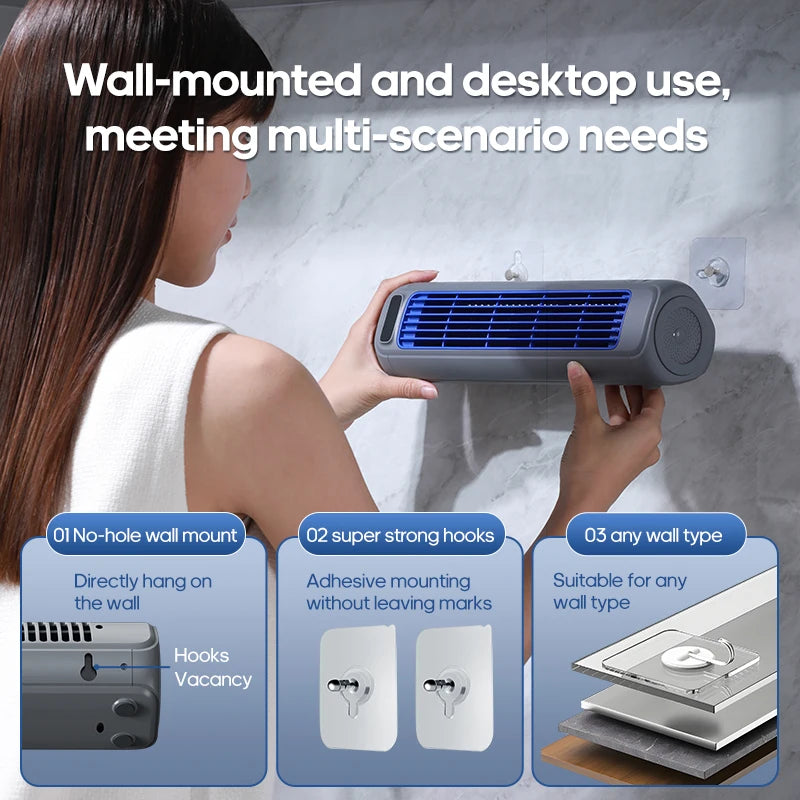 KINSCOTER Portable Air Conditioner Fan 2000mAh Quiet Desktop Tower Fan Wall Non-drilling Circulating Fan 3 Speeds
