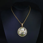 HHIOK Customized Necklaces Circle Chain Picture Personalized Diamond Memory Pendant with Photo Wing Design Gift for Men
