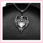 Double Wings Eagle Shield Pendant — Stainless Steel