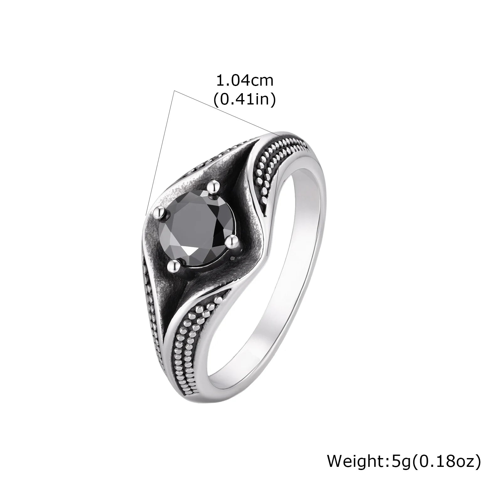 Men's Stylish Square Geometric Black Zircon Ring Stainless Steel Punk Waterproof Finger Jewelry Gift Party Daily Wear Size 7-11