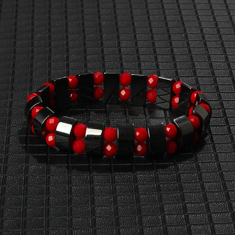 Hematite Therapy Stretch Bracelet — Mixed Metal