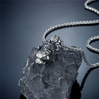 Vintage Vikings Celtic Wolf Head Necklaces Men's Stainless Steel Norse Mythology Fenrir Wolf Animal Pendant
