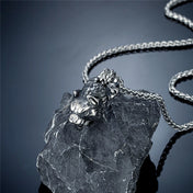 Vintage Vikings Celtic Wolf Head Necklaces Men's Stainless Steel Norse Mythology Fenrir Wolf Animal Pendant