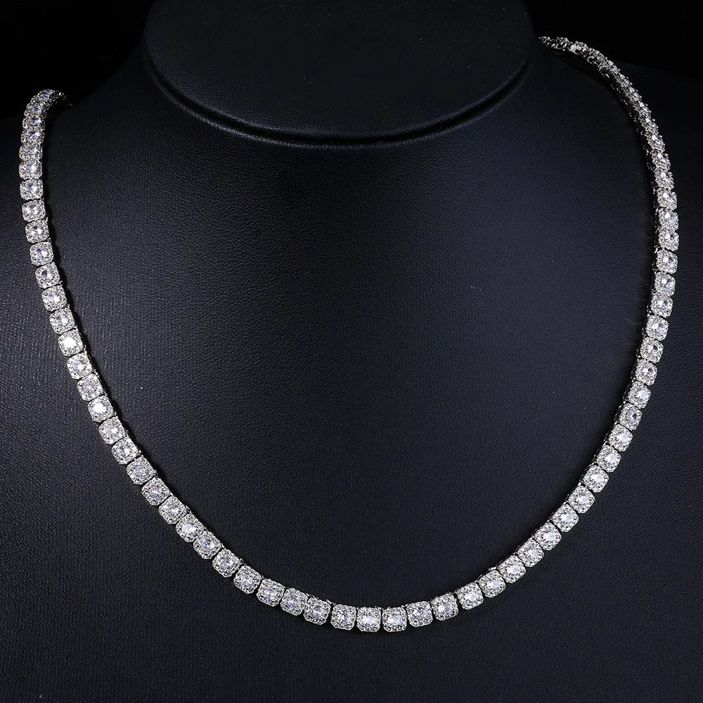 Tennis Chain Necklace Stainless Steel 5MM Cluster