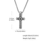 Stylish Cool Textured Cross Pendant Necklace for Men High Quality Stainless Steel Waterproof Collar Necklace Punk