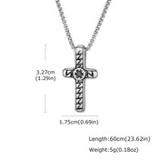 Textured Cross Pendant Necklace — Stainless Steel