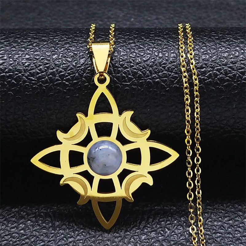 Viking Steel Pendant Celtic Knot Crescent Moon