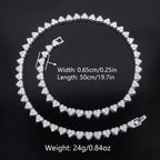 Hip Hop Heart Shape Crystal Tennis Chain Choker,For Men And Women，Fashion Cuba Chain Necklace Valentine's Jewelry Gift