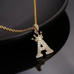 Crown Initial Letter Pendant Necklace — Copper