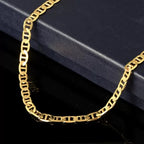 Gold-Tone Flat Link Chain Necklace for Men, 8mm