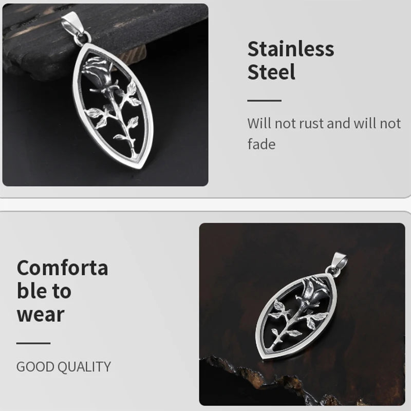 Rose Stainless Steel Pendant Necklace