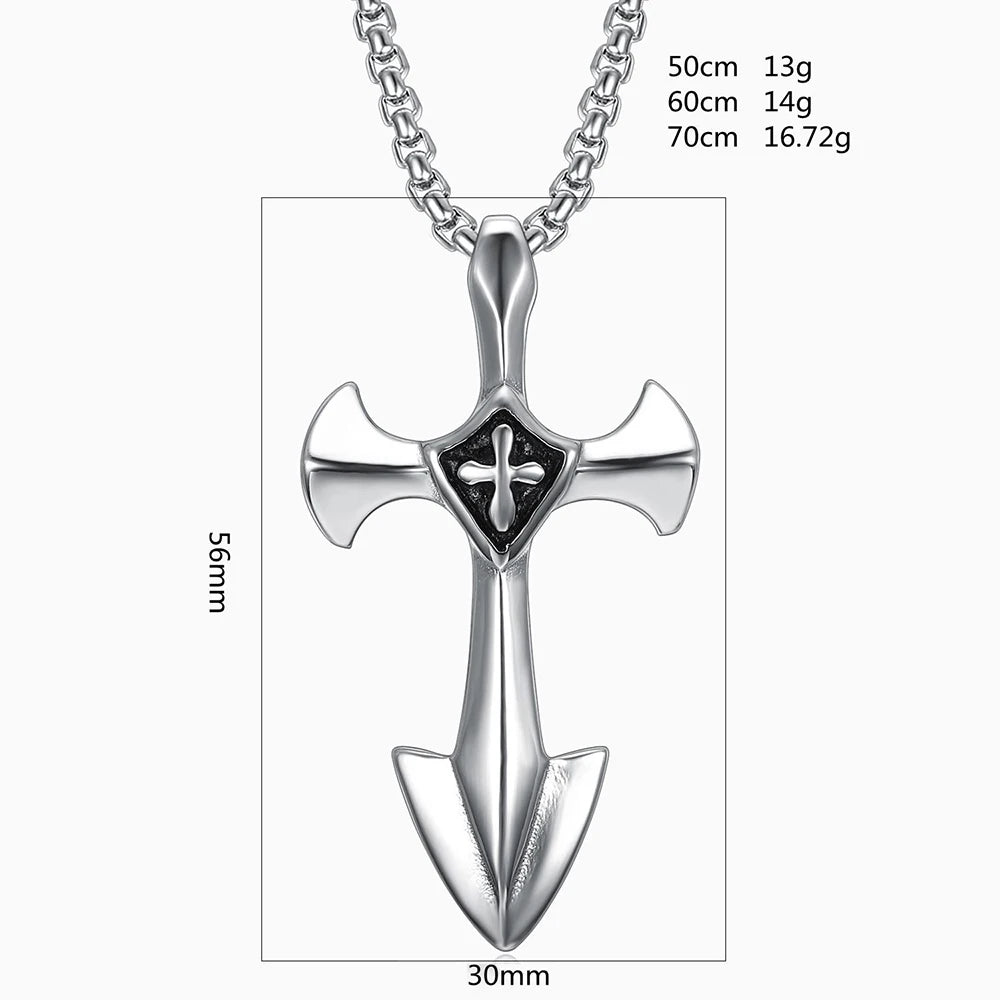 Vintage Punk Hip Hop Templar Knight Cross Pendants Necklaces For Men Women 316L Stainless Steel Fashion Jewerly Drop