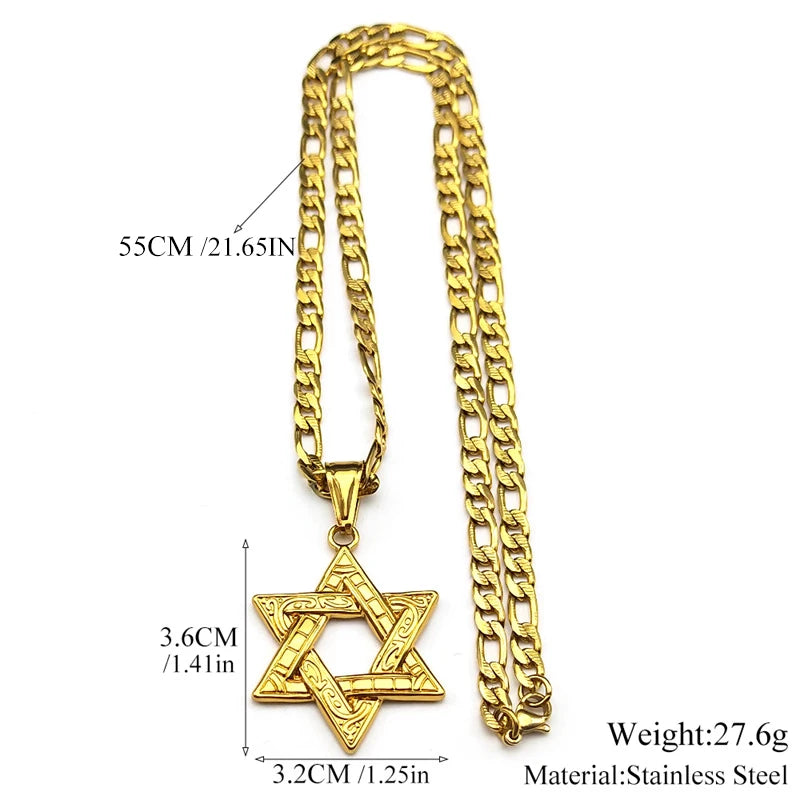 Star of David Pendant Necklace — Steel