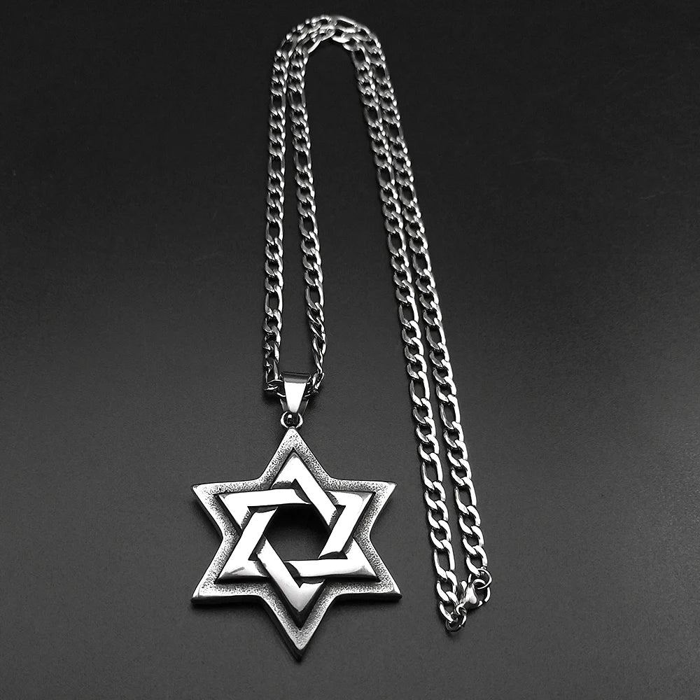 Jewish Star of David Pendant Necklace — Stainless Steel