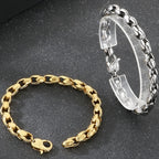 Vintage Punk Stainless Steel Men's Bracelet 7mm Vacuum Plated Cuban Link Chain With Spring Claw Clasp Waterproof