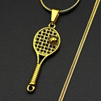 Mini Tennis Racket Pendant Necklace For Women Men Stainless Steel Gold Color Tennis Lover Gift Sweater Chain Sports Jewelry