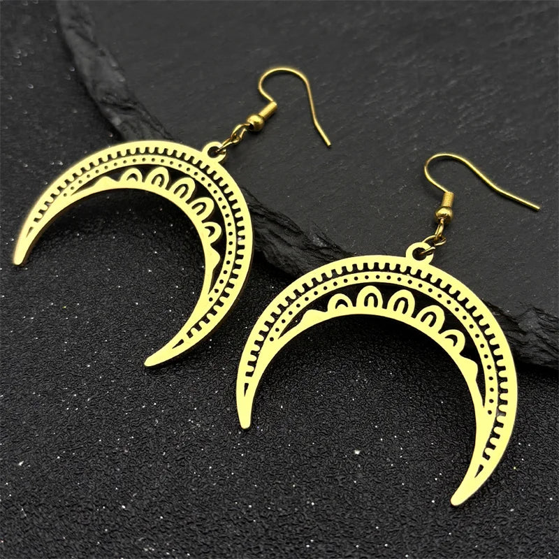 Moon Gold Pendant Witchcraft Divination Hoop Crescent
