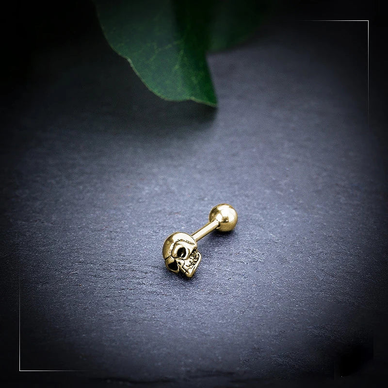 Gold Skull Stud Earring Stainless Steel