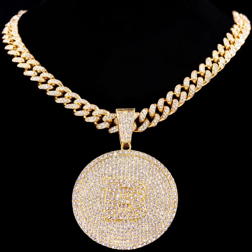Initial Letter Pendant Necklace — Miami Cuban Chain