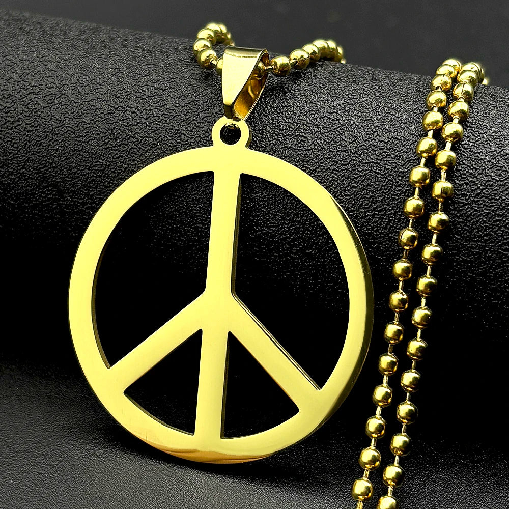 Peace Symbol Stainless Steel Chain Necklaces for Women Unisex Simple Silver Color Necklace Jewelry Women or Men Jewelry