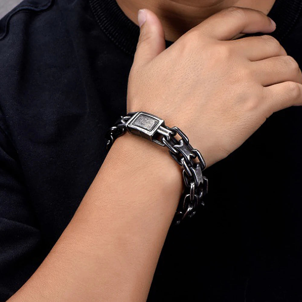 Vintage Double Zero Link Cuban Chain Bracelet — Stainless Steel