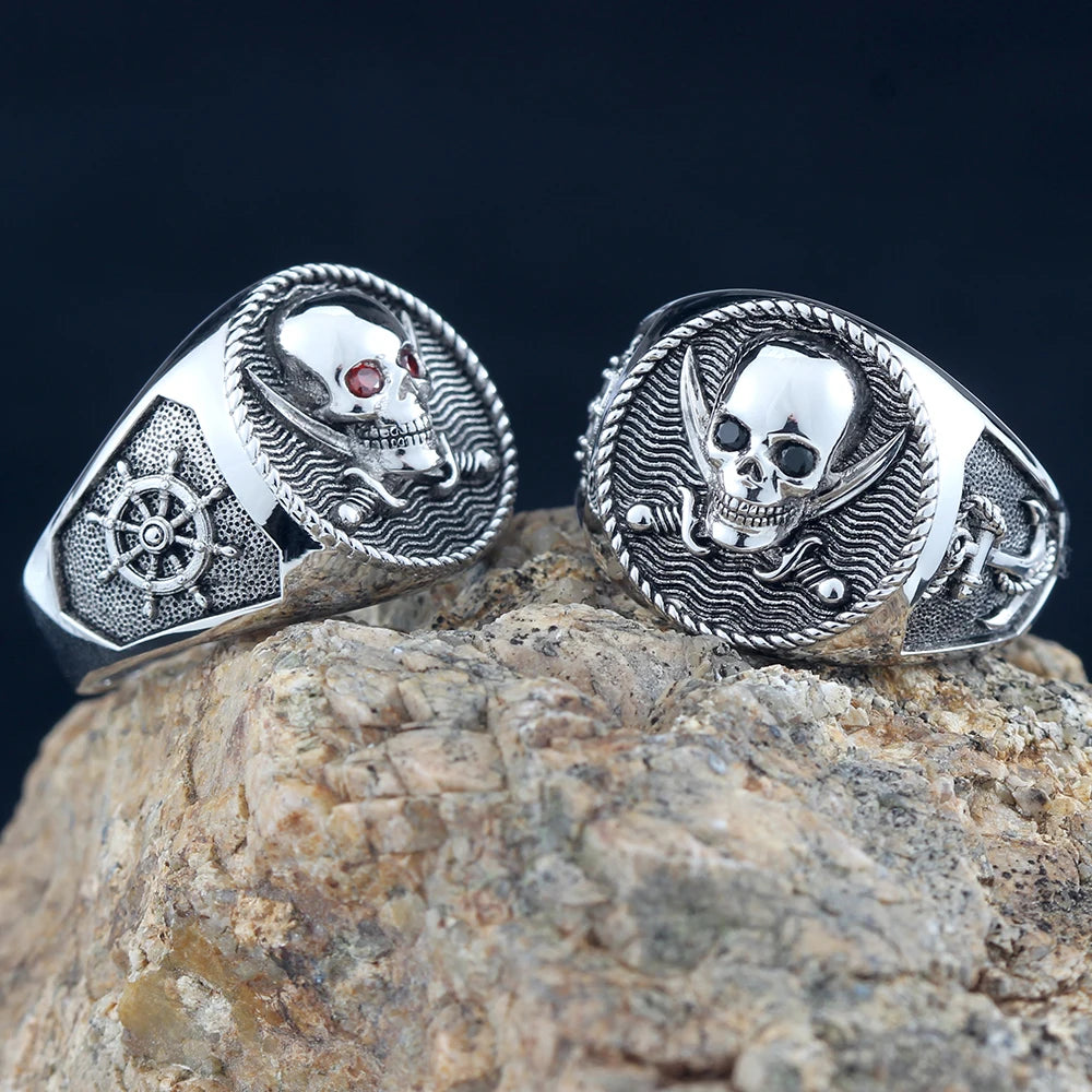 Skull Pirate Anchor Ring — 925 Silver