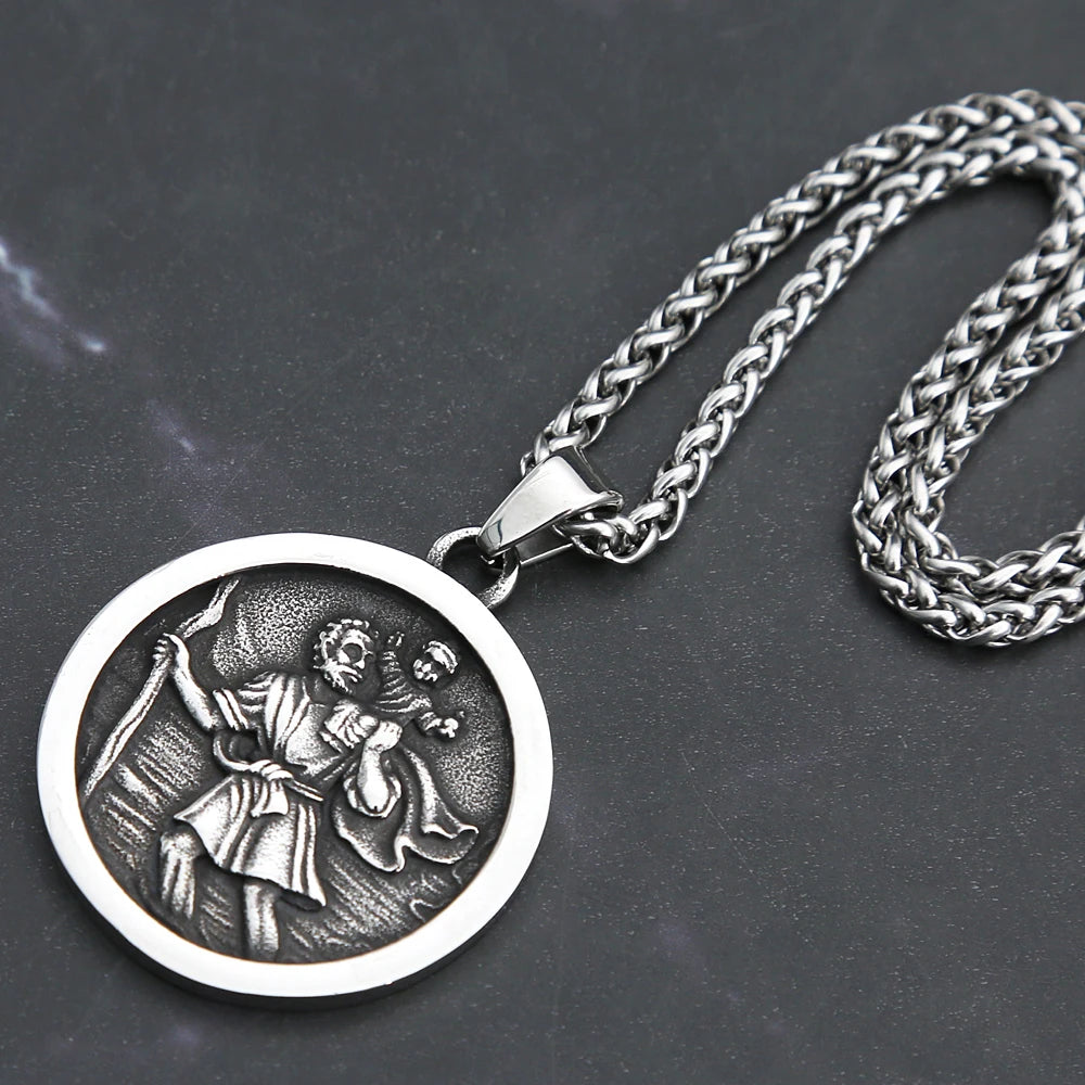 Men Stainless Steel Catholic Patron Saint Pendant Michael St. Michael The Archangel Pendant Necklace Jewelry Gifts Dropshipping