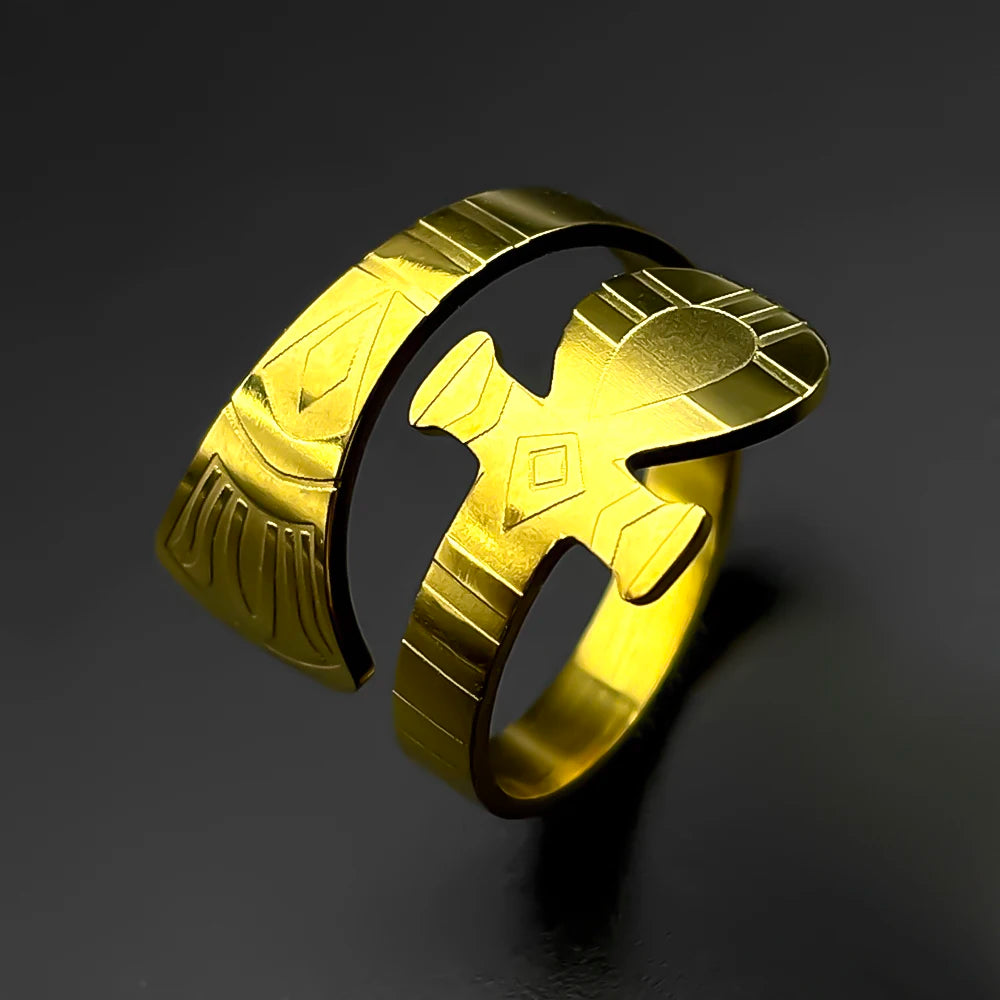 Egyptian Ankh Cross Key Of Life Adjustable Wrap Open Rings for Women Men Stainless Steel Finger Ring Amulet Protection