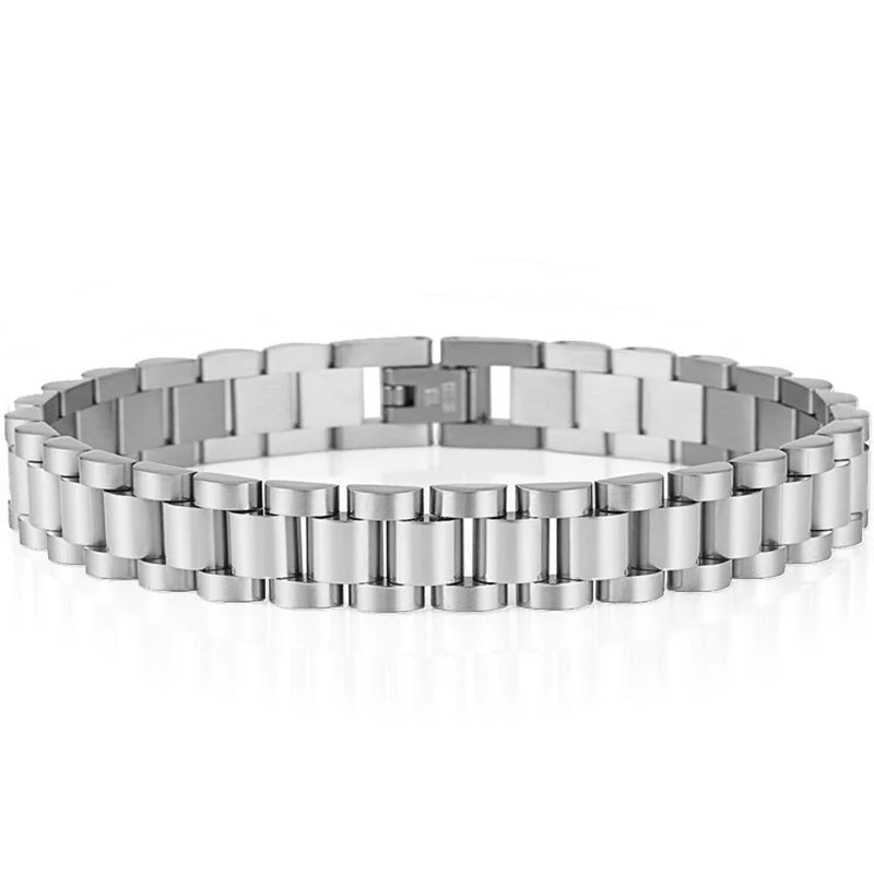 316L Stainless Steel Bracelet For Man Women 15MM Wide Link Watch Chain Men's Bracelets Necklaces Mannen Armband Hand