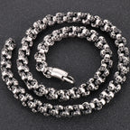 12MM Width Men's Stainless Steel Skull Head Link Chain Necklace Punk Rock On Neck Skeleton Jewelry Gothic Style