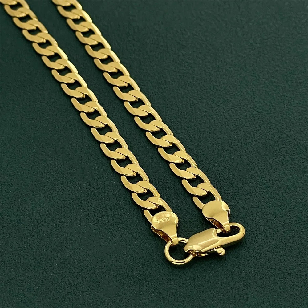 Andara Luxury 925 Sterling Silver Gold Plated 6mm One to One Necklace, Unisex Engagement Accessories Jewelry 45-60cm