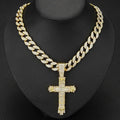 Hip Hop Big Cross Pendant Necklace Punk Fashion Miami Cuban Chain for Men and Women Religious Prayer Jewelry Accessories
