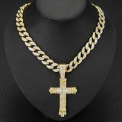 Big Miami Cuban Cross Necklace — Mixed Metal Statement