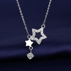 925 Sterling Silver Inlaid Zircon Star Necklace For Women Sweet And Cute Pendant Necklace Fashion Jewelry Accessories